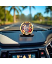 Car Desk/Table Top Lord Shiva Metal Golden Photo Stand 2x2 Inches, Compact & Stylish Spiritual Display for Car, Home & Office (Pack of 1) (F18655)
