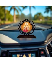 Car Desk/Table Top Lord Ganesha and Lakshmi and Kubera Wooden Showpiece 3x4 Inches, Compact & Stylish Spiritual Display for Car, Home & Office (Pack of 1) (F19708)