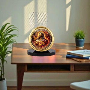 Car Desk/Table Top Jesus Metal Golden Photo Stand 2x2 Inches, Compact & Stylish Spiritual Display for Car, Home & Office (Pack of 1) (F18511) Car Desk/Table Top Jesus Metal Golden Photo Stand 2x2 Inches, Compact & Stylish Spiritual Display for Car, Home & Office (Pack of 1) (F18511)