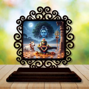 Car Desk/Table Top Lord Shiva and Lingam Wooden Showpiece 3x4 Inches, Compact & Stylish Spiritual Display for Car, Home & Office (Pack of 1) (F19959) Car Desk/Table Top Lord Shiva and Lingam Wooden Showpiece 3x4 Inches, Compact & Stylish Spiritual Display for Car, Home & Office (Pack of 1) (F19959)