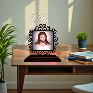 Car Desk/Table Top Lord Jesus Wooden Showpiece 3x4 Inches, Compact & Stylish Spiritual Display for Car, Home & Office (Pack of 1) (F19773) Car Desk/Table Top Lord Jesus Wooden Showpiece 3x4 Inches, Compact & Stylish Spiritual Display for Car, Home & Office (Pack of 1) (F19773)