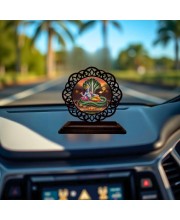 Car Desk/Table Top Lord Vishnu Wooden Showpiece 3x4 Inches, Compact & Stylish Spiritual Display for Car, Home & Office (Pack of 1) (F19663)