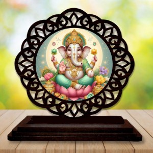 Car Desk/Table Top Lord Ganesha Wooden Showpiece 3x4 Inches, Compact & Stylish Spiritual Display for Car, Home & Office (Pack of 1) (F19593) Car Desk/Table Top Lord Ganesha Wooden Showpiece 3x4 Inches, Compact & Stylish Spiritual Display for Car, Home & Office (Pack of 1) (F19593)
