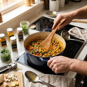 Wooden Kitchen Utensils Set of 3 – Teak Wood Spoon, Spatula & Masher | Non-Stick Safe Cooking Tools | Heat Resistant, Durable & Eco-Friendly Cooking Set for Home Kitchen Wooden Kitchen Utensils Set of 3 – Teak Wood Spoon, Spatula & Masher | Non-Stick Safe Cooking Tools | Heat Resistant, Durable & Eco-Friendly Cooking Set for Home Kitchen