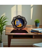 Car Desk/Table Top Lord Ganesha Wooden Showpiece 3x4 Inches, Compact & Stylish Spiritual Display for Car, Home & Office (Pack of 1) (F19743)