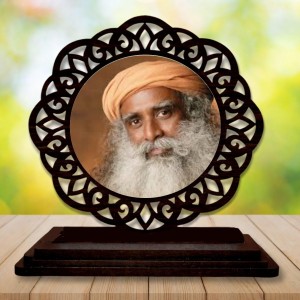 Car Desk/Table Top Sadhaguru Wooden Showpiece 3x4 Inches, Compact & Stylish Spiritual Display for Car, Home & Office (Pack of 1) (F19612)