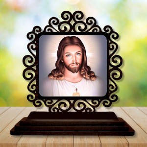 Car Desk/Table Top Lord Jesus Wooden Showpiece 3x4 Inches, Compact & Stylish Spiritual Display for Car, Home & Office (Pack of 1) (F19773) Car Desk/Table Top Lord Jesus Wooden Showpiece 3x4 Inches, Compact & Stylish Spiritual Display for Car, Home & Office (Pack of 1) (F19773)
