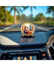 Car Desk/Table Top Lord Ganesha Metal Golden Photo Stand 2x2 Inches, Compact & Stylish Spiritual Display for Car, Home & Office (Pack of 1) (F18890)