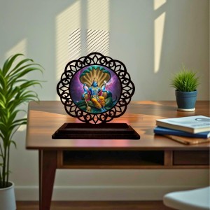 Car Desk/Table Top Lord Vishnu Wooden Showpiece 3x4 Inches, Compact & Stylish Spiritual Display for Car, Home & Office (Pack of 1) (F19648) Car Desk/Table Top Lord Vishnu Wooden Showpiece 3x4 Inches, Compact & Stylish Spiritual Display for Car, Home & Office (Pack of 1) (F19648)