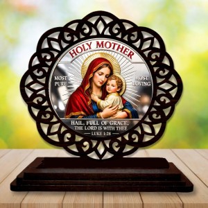Car Desk/Table Top Lord Jesus and Merry Wooden Showpiece 3x4 Inches, Compact & Stylish Spiritual Display for Car, Home & Office (Pack of 1) (F19681) Car Desk/Table Top Lord Jesus and Merry Wooden Showpiece 3x4 Inches, Compact & Stylish Spiritual Display for Car, Home & Office (Pack of 1) (F19681)