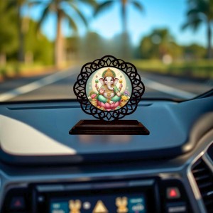 Car Desk/Table Top Lord Ganesha Wooden Showpiece 3x4 Inches, Compact & Stylish Spiritual Display for Car, Home & Office (Pack of 1) (F19593) Car Desk/Table Top Lord Ganesha Wooden Showpiece 3x4 Inches, Compact & Stylish Spiritual Display for Car, Home & Office (Pack of 1) (F19593)