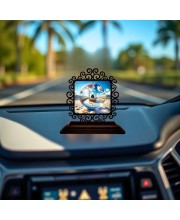 Car Desk/Table Top Muccaa Masidh Wooden Showpiece 3x4 Inches, Compact & Stylish Spiritual Display for Car, Home & Office (Pack of 1) (F19867)
