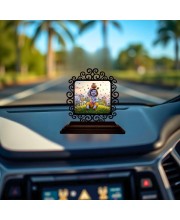 Car Desk/Table Top Lord Krishna Wooden Showpiece 3x4 Inches, Compact & Stylish Spiritual Display for Car, Home & Office (Pack of 1) (F19934)