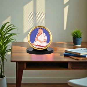 Car Desk/Table Top Boramma Metal Golden Photo Stand 2x2 Inches, Compact & Stylish Spiritual Display for Car, Home & Office (Pack of 1) (F18692)