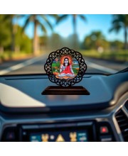 Car Desk/Table Top Guru Gorakhnath Ji Wooden Showpiece 3x4 Inches, Compact & Stylish Spiritual Display for Car, Home & Office (Pack of 1) (F19617)