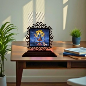 Car Desk/Table Top Lord Shiva Wooden Showpiece 3x4 Inches, Compact & Stylish Spiritual Display for Car, Home & Office (Pack of 1) (F20057)