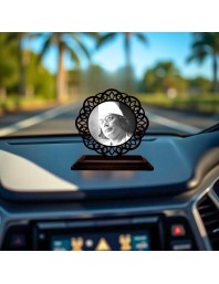 Car Desk/Table Top Kazi Nazrul Islam Wooden Showpiece 3x4 Inches, Compact & Stylish Spiritual Display for Car, Home & Office (Pack of 1) (F19550)