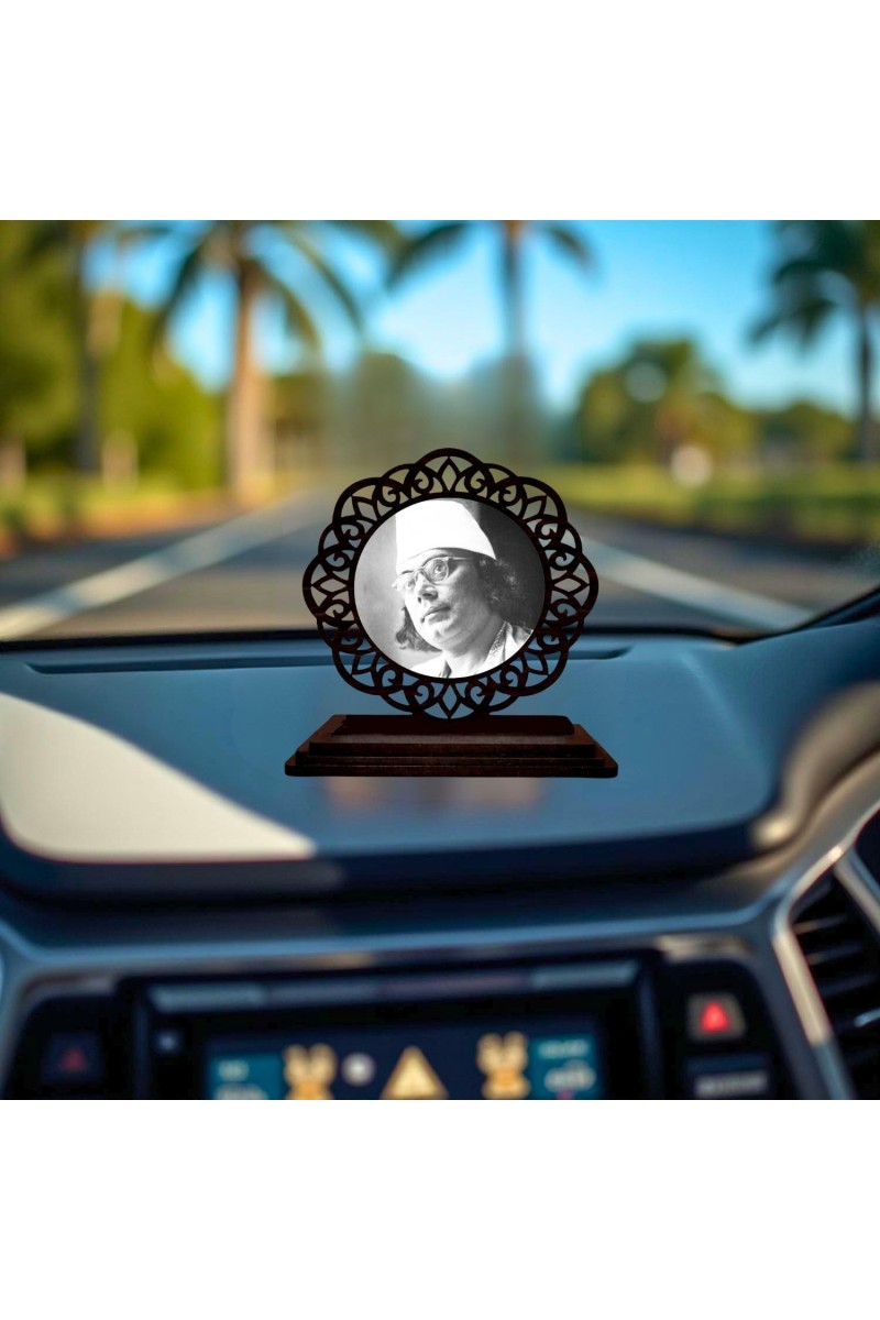 Car Desk/Table Top Kazi Nazrul Islam Wooden Showpiece 3x4 Inches, Compact & Stylish Spiritual Display for Car, Home & Office (Pack of 1) (F19550)