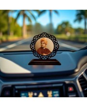 Car Desk/Table Top Swami Vivekananda Wooden Showpiece 3x4 Inches, Compact & Stylish Spiritual Display for Car, Home & Office (Pack of 1) (F19619)