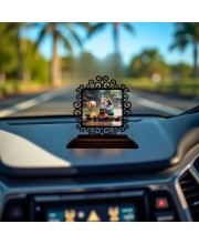 Car Desk/Table Top Lord Krishna Wooden Showpiece 3x4 Inches, Compact & Stylish Spiritual Display for Car, Home & Office (Pack of 1) (F19897)