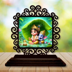 Car Desk/Table Top Lord Krishna Wooden Showpiece 3x4 Inches, Compact & Stylish Spiritual Display for Car, Home & Office (Pack of 1) (F19965) Car Desk/Table Top Lord Krishna Wooden Showpiece 3x4 Inches, Compact & Stylish Spiritual Display for Car, Home & Office (Pack of 1) (F19965)