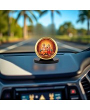Car Desk/Table Top Ganesha and Lakshmi Metal Golden Photo Stand 2x2 Inches, Compact & Stylish Spiritual Display for Car, Home & Office (Pack of 1) (F18665)