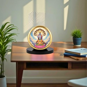 Car Desk/Table Top Lord Vishnu Metal Golden Photo Stand 2x2 Inches, Compact & Stylish Spiritual Display for Car, Home & Office (Pack of 1) (F18590) Car Desk/Table Top Lord Vishnu Metal Golden Photo Stand 2x2 Inches, Compact & Stylish Spiritual Display for Car, Home & Office (Pack of 1) (F18590)