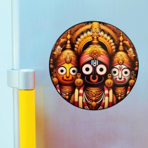 Stainless Steel Round Jagannath Balabhadra Subhadra Fridge Magnet | Devotional & Decorative Refrigerator Magnet for Home & Office | Pack of 6 Stainless Steel Round Jagannath Balabhadra Subhadra Fridge Magnet | Devotional & Decorative Refrigerator Magnet for Home & Office | Pack of 6