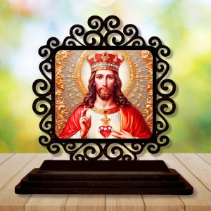 Car Desk/Table Top Lord Jesus Wooden Showpiece 3x4 Inches, Compact & Stylish Spiritual Display for Car, Home & Office (Pack of 1) (F19879) Car Desk/Table Top Lord Jesus Wooden Showpiece 3x4 Inches, Compact & Stylish Spiritual Display for Car, Home & Office (Pack of 1) (F19879)