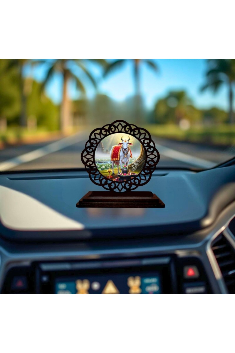 Car Desk/Table Top GOmmatha Wooden Showpiece 3x4 Inches, Compact & Stylish Spiritual Display for Car, Home & Office (Pack of 1) (F19707)