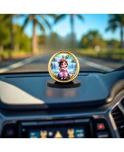 Car Desk/Table Top Little Krishna Metal Golden Photo Stand 2x2 Inches, Compact & Stylish Spiritual Display for Car, Home & Office (Pack of 1) (F18633)