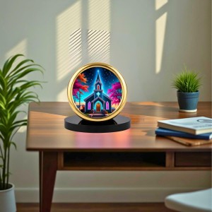 Car Desk/Table Top Beautiful Church Metal Golden Photo Stand 2x2 Inches, Compact & Stylish Spiritual Display for Car, Home & Office (Pack of 1) (F18725) Car Desk/Table Top Beautiful Church Metal Golden Photo Stand 2x2 Inches, Compact & Stylish Spiritual Display for Car, Home & Office (Pack of 1) (F18725)