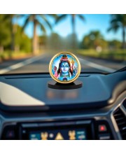 Car Desk/Table Top Lord Shiva Metal Golden Photo Stand 2x2 Inches, Compact & Stylish Spiritual Display for Car, Home & Office (Pack of 1) (F18459)