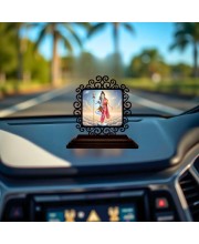 Car Desk/Table Top Arthanareeshwar Wooden Showpiece 3x4 Inches, Compact & Stylish Spiritual Display for Car, Home & Office (Pack of 1) (F19892)
