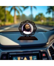 Car Desk/Table Top Sri Sri Ravi Shankar Wooden Showpiece 3x4 Inches, Compact & Stylish Spiritual Display for Car, Home & Office (Pack of 1) (F19613)
