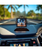 Car Desk/Table Top Lord Shiva and Lingam Wooden Showpiece 3x4 Inches, Compact & Stylish Spiritual Display for Car, Home & Office (Pack of 1) (F19959)