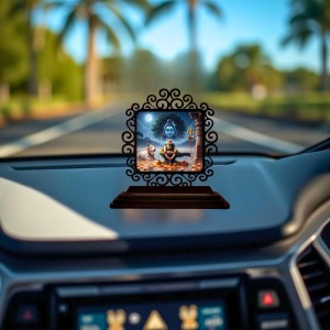 Car Desk/Table Top Lord Shiva and Lingam Wooden Showpiece 3x4 Inches, Compact & Stylish Spiritual Display for Car, Home & Office (Pack of 1) (F19959) Car Desk/Table Top Lord Shiva and Lingam Wooden Showpiece 3x4 Inches, Compact & Stylish Spiritual Display for Car, Home & Office (Pack of 1) (F19959)