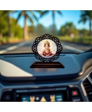 Car Desk/Table Top Lord Ganesha Wooden Showpiece 3x4 Inches, Compact & Stylish Spiritual Display for Car, Home & Office (Pack of 1) (F19731)