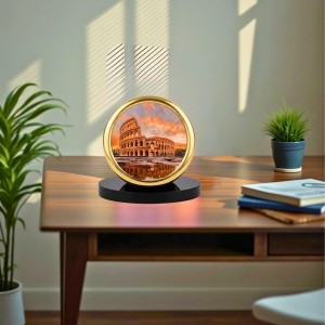 Car Desk/Table Top Visiting Place Rome Metal Golden Photo Stand 2x2 Inches, Compact & Stylish Spiritual Display for Car, Home & Office (Pack of 1) (F18779)