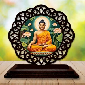 Car Desk/Table Top Lord Buddha Wooden Showpiece 3x4 Inches, Compact & Stylish Spiritual Display for Car, Home & Office (Pack of 1) (F19609) Car Desk/Table Top Lord Buddha Wooden Showpiece 3x4 Inches, Compact & Stylish Spiritual Display for Car, Home & Office (Pack of 1) (F19609)