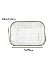 Stainless Steel Wire Mesh Basket for Kitchen & Home Storage | Multipurpose Rectangular Mesh Tray Basket for Fruits, Vegetables, Utensils & Organizer Use | Rust Resistant Metal Storage Basket