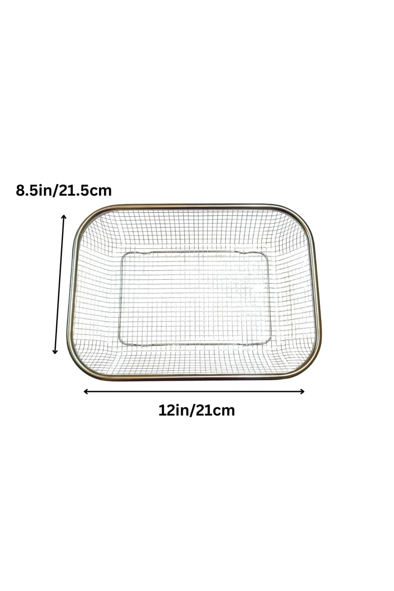 Stainless Steel Wire Mesh Basket for Kitchen & Home Storage | Multipurpose Rectangular Mesh Tray Basket for Fruits, Vegetables, Utensils & Organizer Use | Rust Resistant Metal Storage Basket