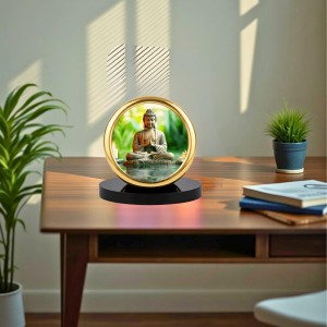 Car Desk/Table Top Buddha Metal Golden Photo Stand 2x2 Inches, Compact & Stylish Spiritual Display for Car, Home & Office (Pack of 1) (F18598) Car Desk/Table Top Buddha Metal Golden Photo Stand 2x2 Inches, Compact & Stylish Spiritual Display for Car, Home & Office (Pack of 1) (F18598)