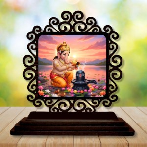 Car Desk/Table Top Lord Ganesha Wooden Showpiece 3x4 Inches, Compact & Stylish Spiritual Display for Car, Home & Office (Pack of 1) (F19828) Car Desk/Table Top Lord Ganesha Wooden Showpiece 3x4 Inches, Compact & Stylish Spiritual Display for Car, Home & Office (Pack of 1) (F19828)