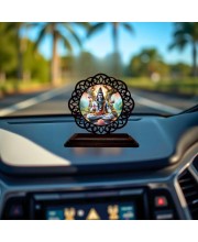 Car Desk/Table Top Lord Shiva Wooden Showpiece 3x4 Inches, Compact & Stylish Spiritual Display for Car, Home & Office (Pack of 1) (F19600)