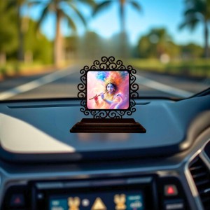 Car Desk/Table Top Lord Krishna Wooden Showpiece 3x4 Inches, Compact & Stylish Spiritual Display for Car, Home & Office (Pack of 1) (F20016) Car Desk/Table Top Lord Krishna Wooden Showpiece 3x4 Inches, Compact & Stylish Spiritual Display for Car, Home & Office (Pack of 1) (F20016)