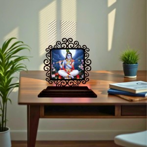 Car Desk/Table Top Lord Krishna Wooden Showpiece 3x4 Inches, Compact & Stylish Spiritual Display for Car, Home & Office (Pack of 1) (F20001) Car Desk/Table Top Lord Krishna Wooden Showpiece 3x4 Inches, Compact & Stylish Spiritual Display for Car, Home & Office (Pack of 1) (F20001)