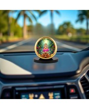 Car Desk/Table Top Lord Ganesha Metal Golden Photo Stand 2x2 Inches, Compact & Stylish Spiritual Display for Car, Home & Office (Pack of 1) (F18609)