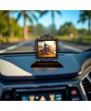 Car Desk/Table Top Lord Krishna Wooden Showpiece 3x4 Inches, Compact & Stylish Spiritual Display for Car, Home & Office (Pack of 1) (F19794)