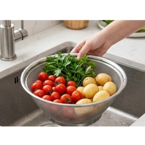 Stainless Steel Colander Strainer Bowl for Kitchen | Fine Mesh Multipurpose Washing for Rice, Pasta, Fruits & Vegetables | Rust Resistant Food Strainer Bowl Stainless Steel Colander Strainer Bowl for Kitchen | Fine Mesh Multipurpose Washing for Rice, Pasta, Fruits & Vegetables | Rust Resistant Food Strainer Bowl